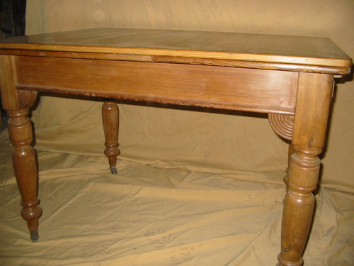 Pitch Pine Table Furniture Reference: Antique Pitch Pine Draw Leaf Table